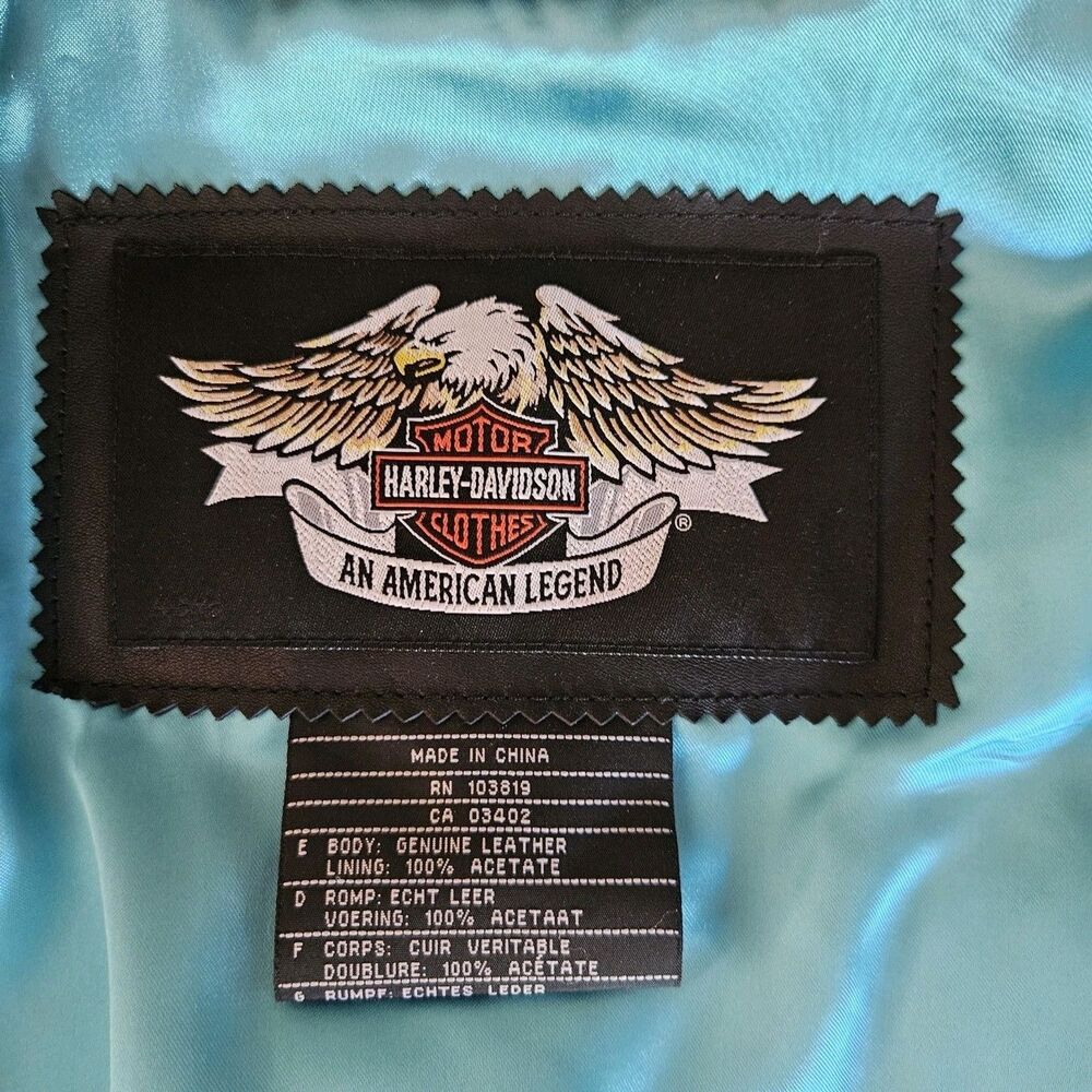 Harley-Davidson ARABELLE Leather Jacket Black Teal 97173-07VW Y2K Unworn Rare - Picture 5 of 15